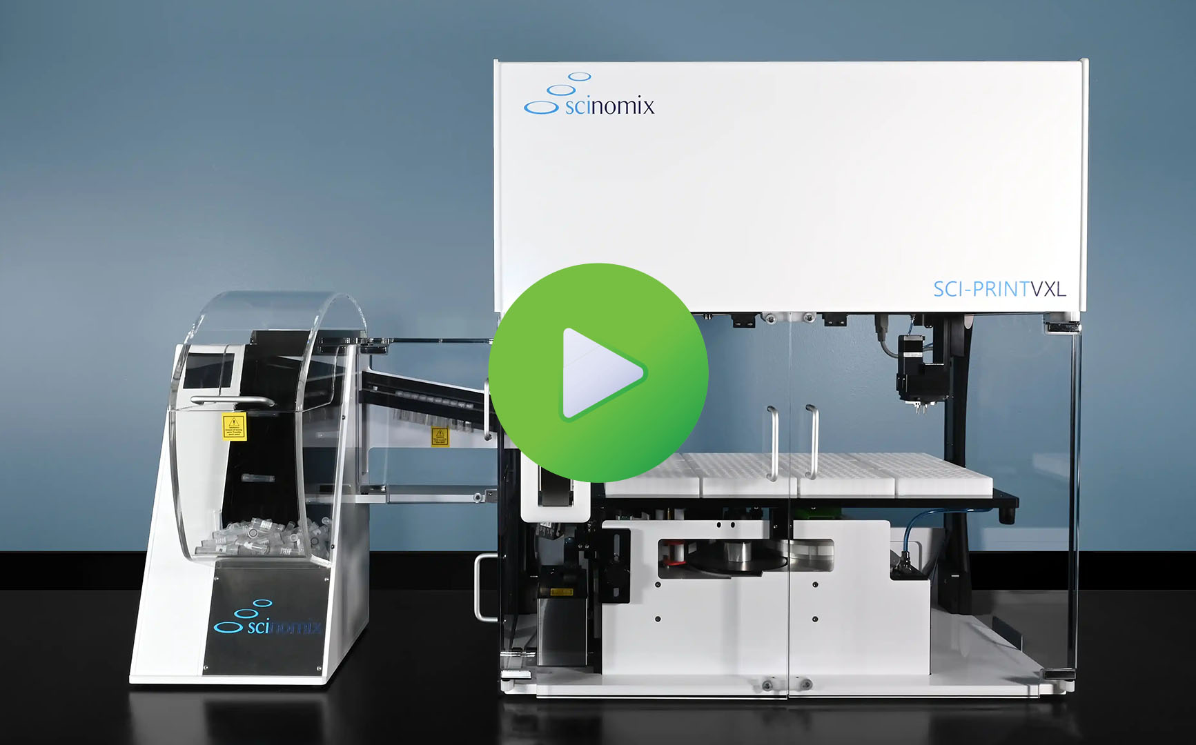 Scinomix VX2 Fully-Automated Tube Handling & Labeling System with VXQ Bulk Feeder Overview Video